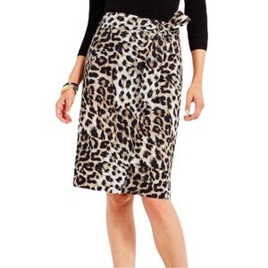 Purr!  Talbots faux wrap animal print pencil skirt - Sz 6